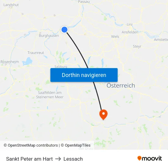 Sankt Peter am Hart to Lessach map