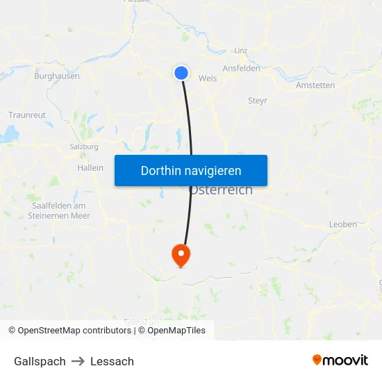 Gallspach to Lessach map