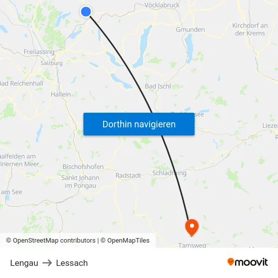 Lengau to Lessach map