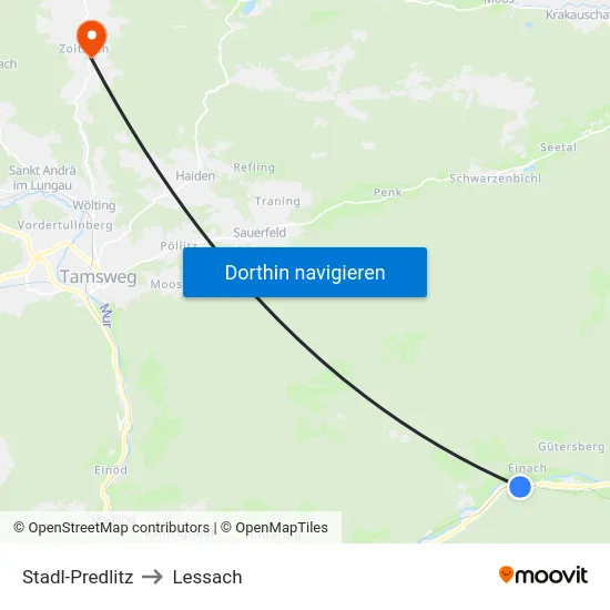 Stadl-Predlitz to Lessach map