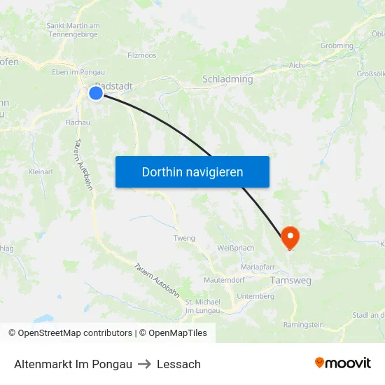 Altenmarkt Im Pongau to Lessach map