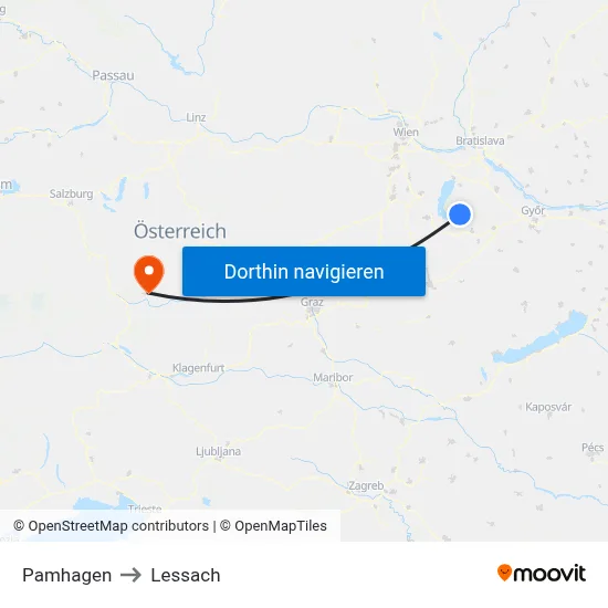 Pamhagen to Lessach map