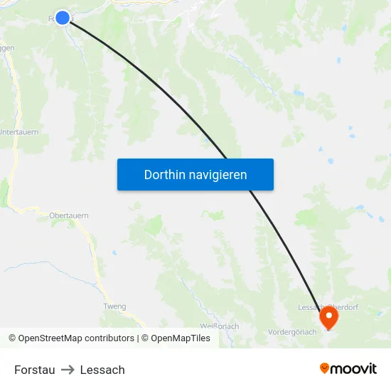 Forstau to Lessach map