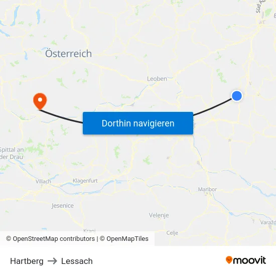 Hartberg to Lessach map