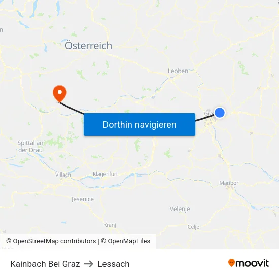 Kainbach Bei Graz to Lessach map