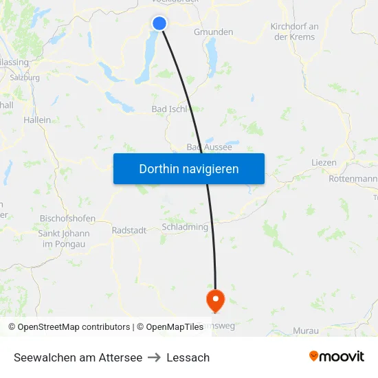 Seewalchen am Attersee to Lessach map
