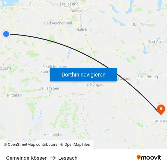 Gemeinde Kössen to Lessach map