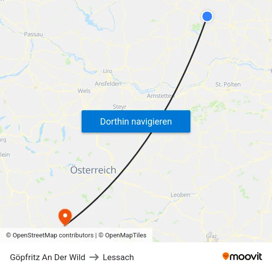 Göpfritz An Der Wild to Lessach map