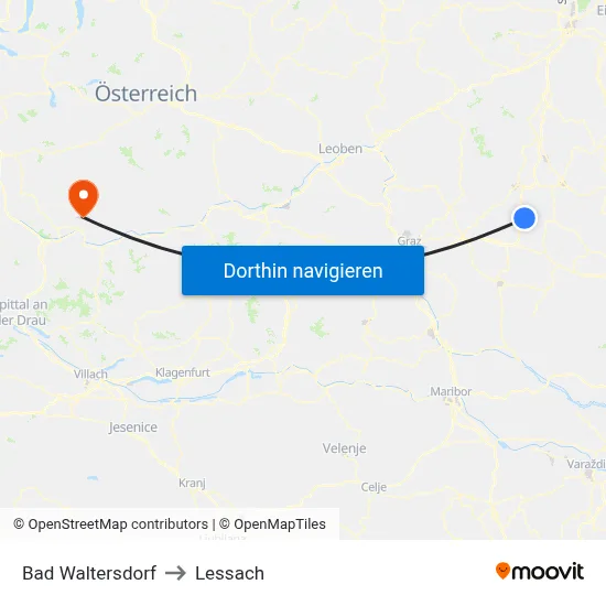 Bad Waltersdorf to Lessach map