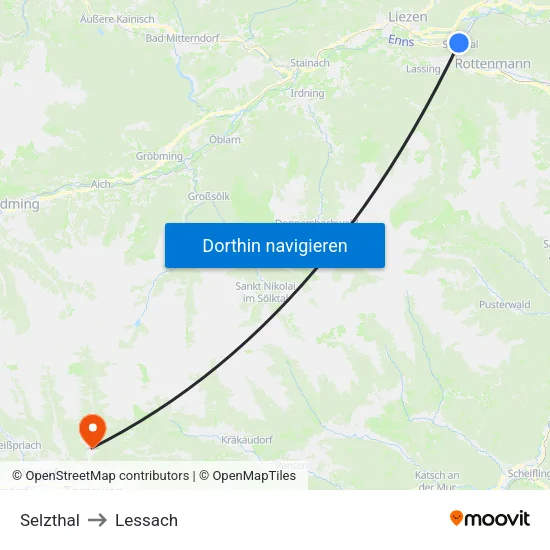 Selzthal to Lessach map