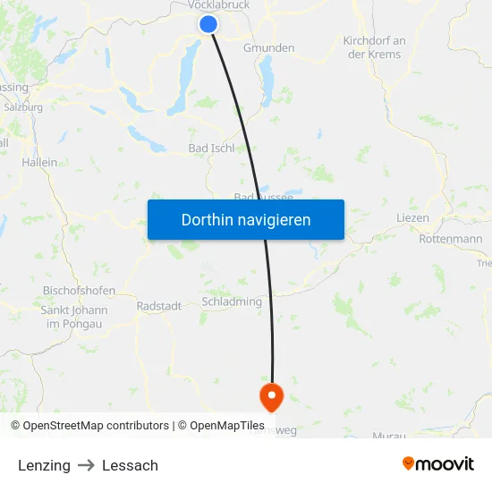 Lenzing to Lessach map