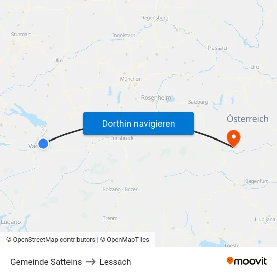 Gemeinde Satteins to Lessach map