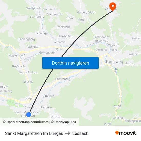 Sankt Margarethen Im Lungau to Lessach map