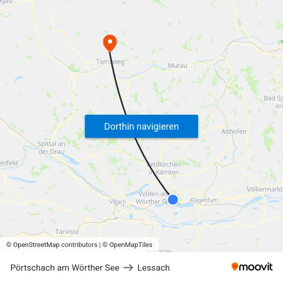 Pörtschach am Wörther See to Lessach map