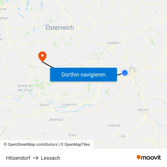 Hitzendorf to Lessach map