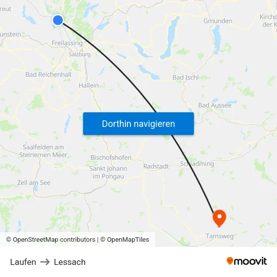 Laufen to Lessach map