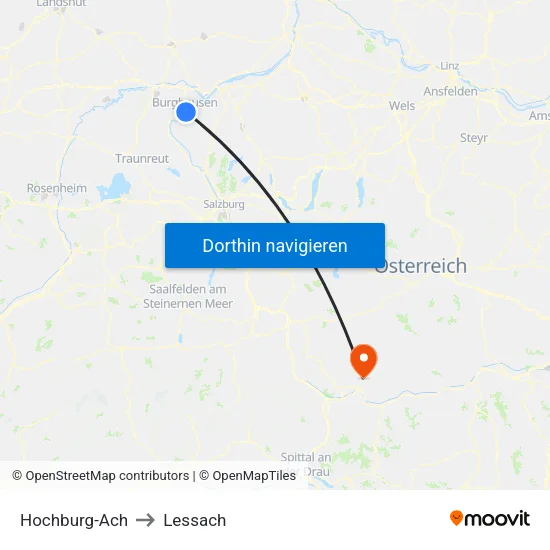 Hochburg-Ach to Lessach map