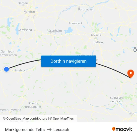 Marktgemeinde Telfs to Lessach map