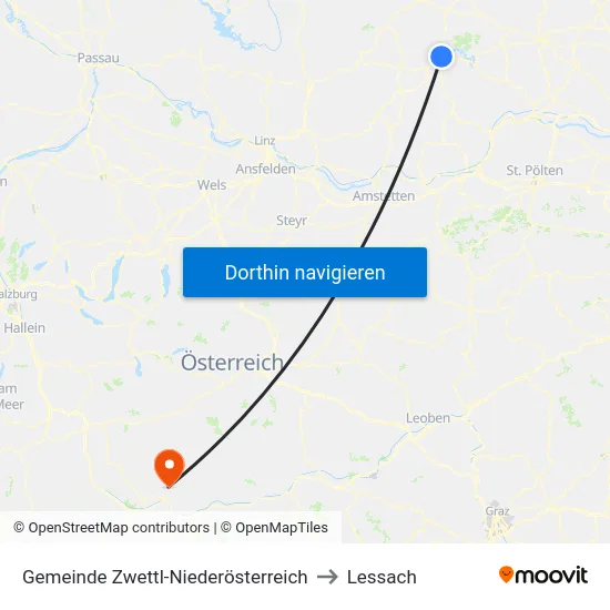 Gemeinde Zwettl-Niederösterreich to Lessach map