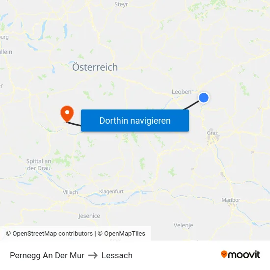 Pernegg An Der Mur to Lessach map