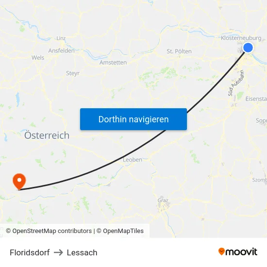 Floridsdorf to Lessach map
