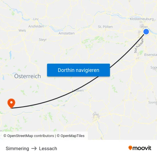 Simmering to Lessach map