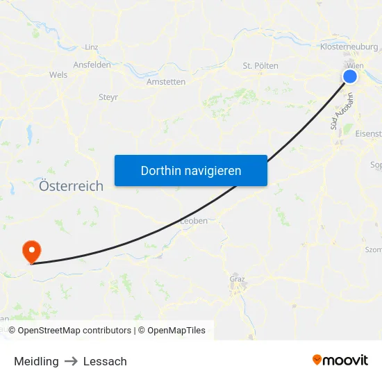 Meidling to Lessach map