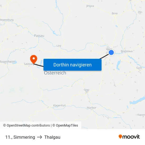 11., Simmering to Thalgau map