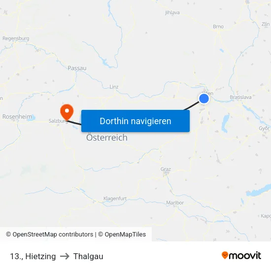 13., Hietzing to Thalgau map