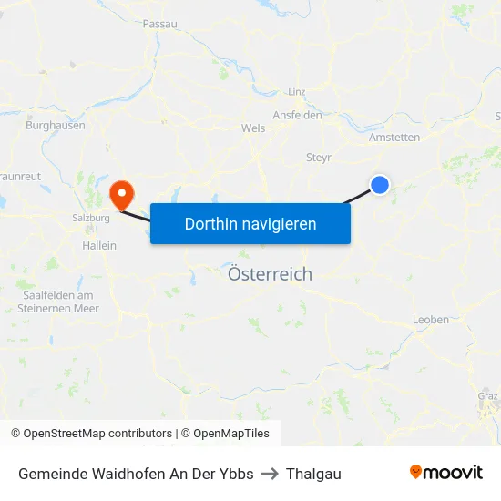 Gemeinde Waidhofen An Der Ybbs to Thalgau map