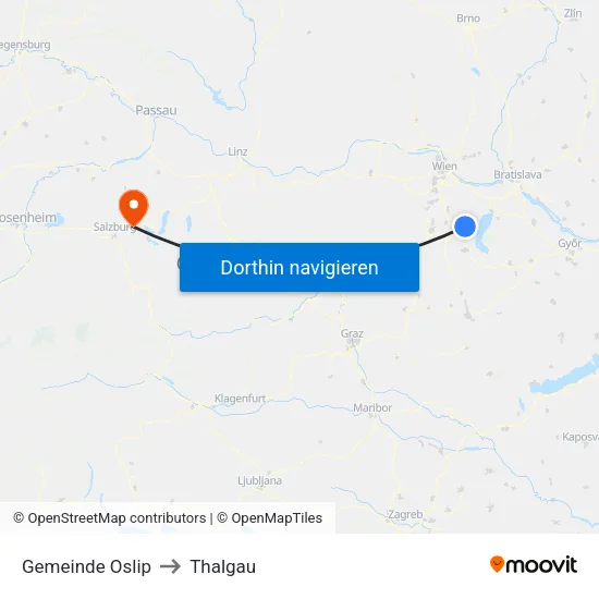 Gemeinde Oslip to Thalgau map