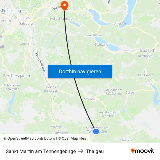 Sankt Martin am Tennengebirge to Thalgau map