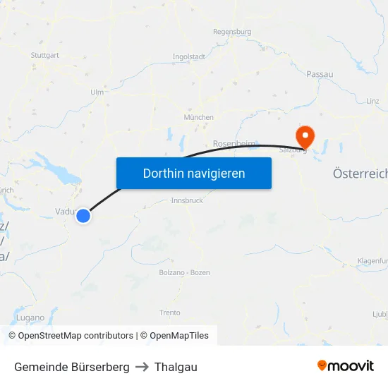 Gemeinde Bürserberg to Thalgau map