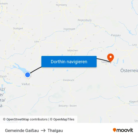 Gemeinde Gaißau to Thalgau map