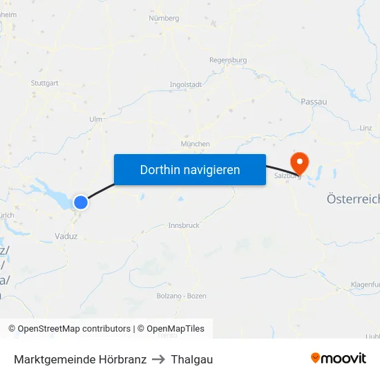 Marktgemeinde Hörbranz to Thalgau map