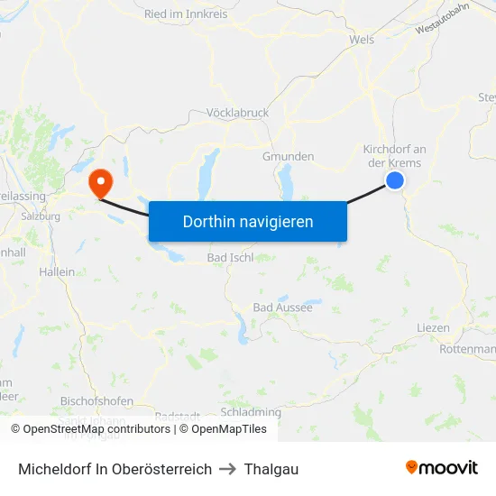Micheldorf In Oberösterreich to Thalgau map