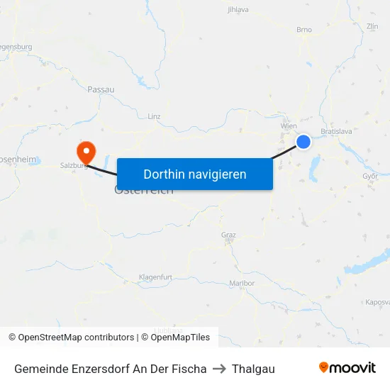 Gemeinde Enzersdorf An Der Fischa to Thalgau map