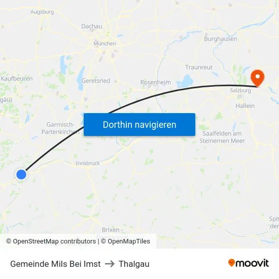 Gemeinde Mils Bei Imst to Thalgau map