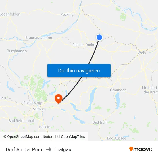 Dorf An Der Pram to Thalgau map