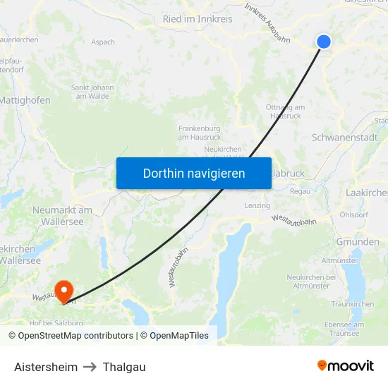 Aistersheim to Thalgau map