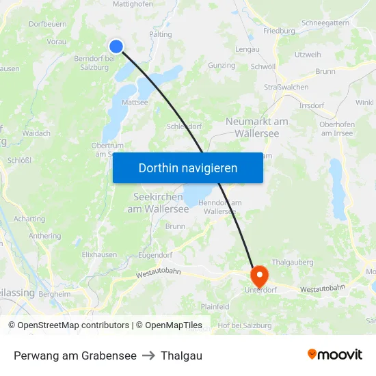 Perwang am Grabensee to Thalgau map