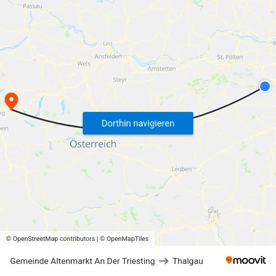Gemeinde Altenmarkt An Der Triesting to Thalgau map