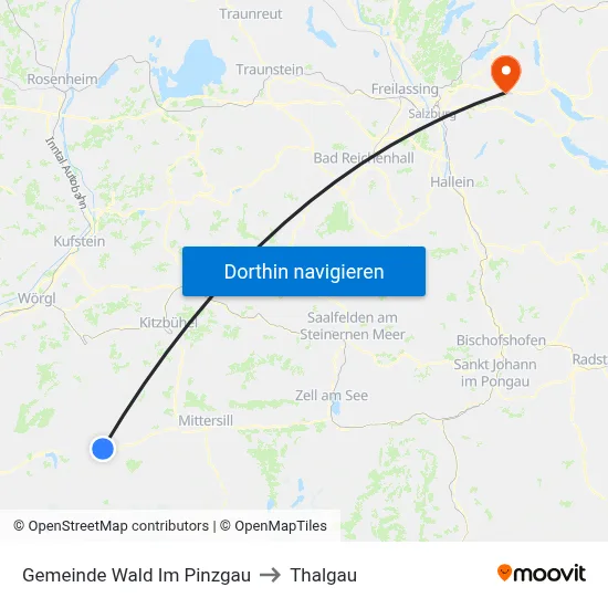 Gemeinde Wald Im Pinzgau to Thalgau map