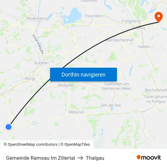 Gemeinde Ramsau Im Zillertal to Thalgau map