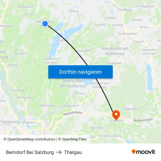 Berndorf Bei Salzburg to Thalgau map