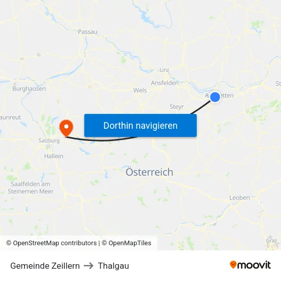 Gemeinde Zeillern to Thalgau map