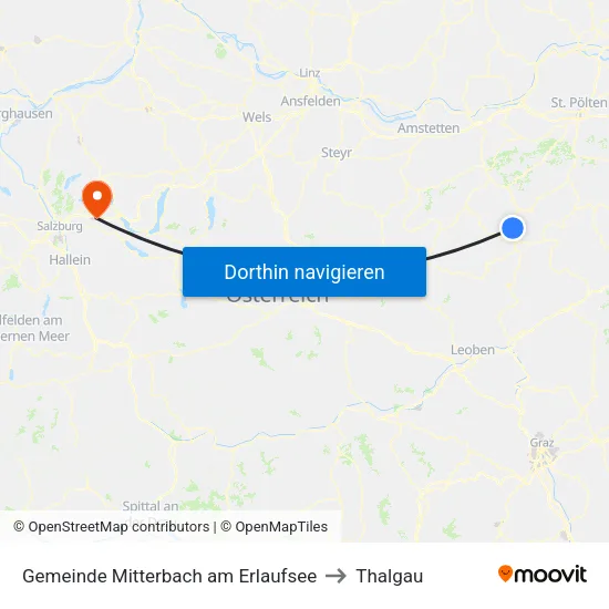 Gemeinde Mitterbach am Erlaufsee to Thalgau map