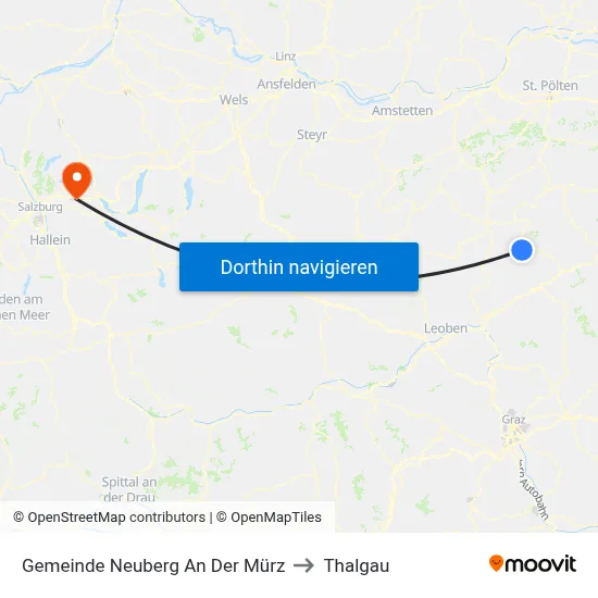 Gemeinde Neuberg An Der Mürz to Thalgau map