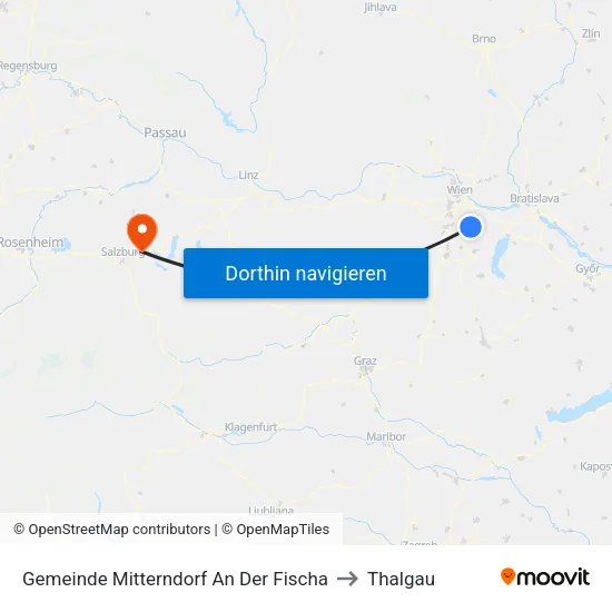 Gemeinde Mitterndorf An Der Fischa to Thalgau map