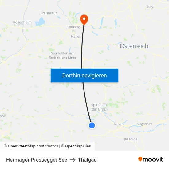 Hermagor-Pressegger See to Thalgau map